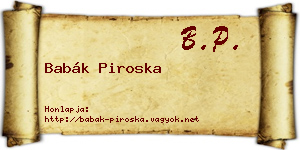 Babák Piroska névjegykártya